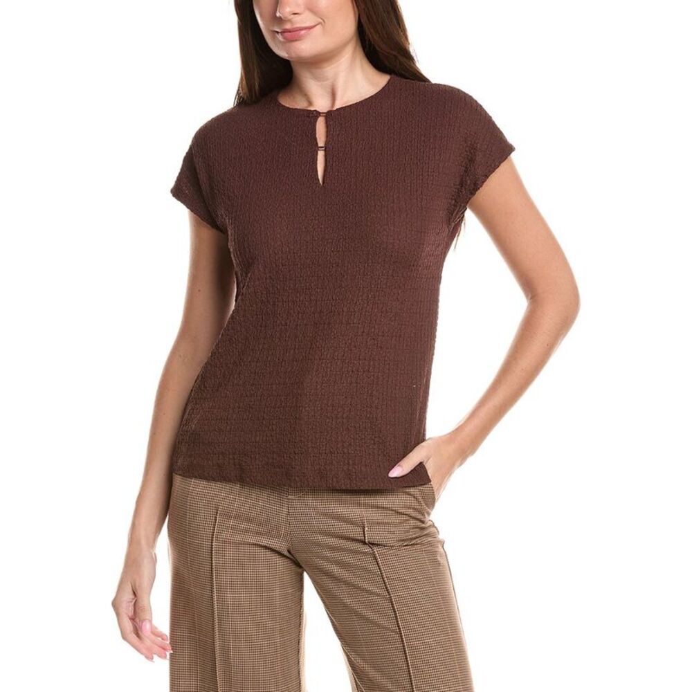 Jones New York Womens Petite Extend Shoulder Top, Brown